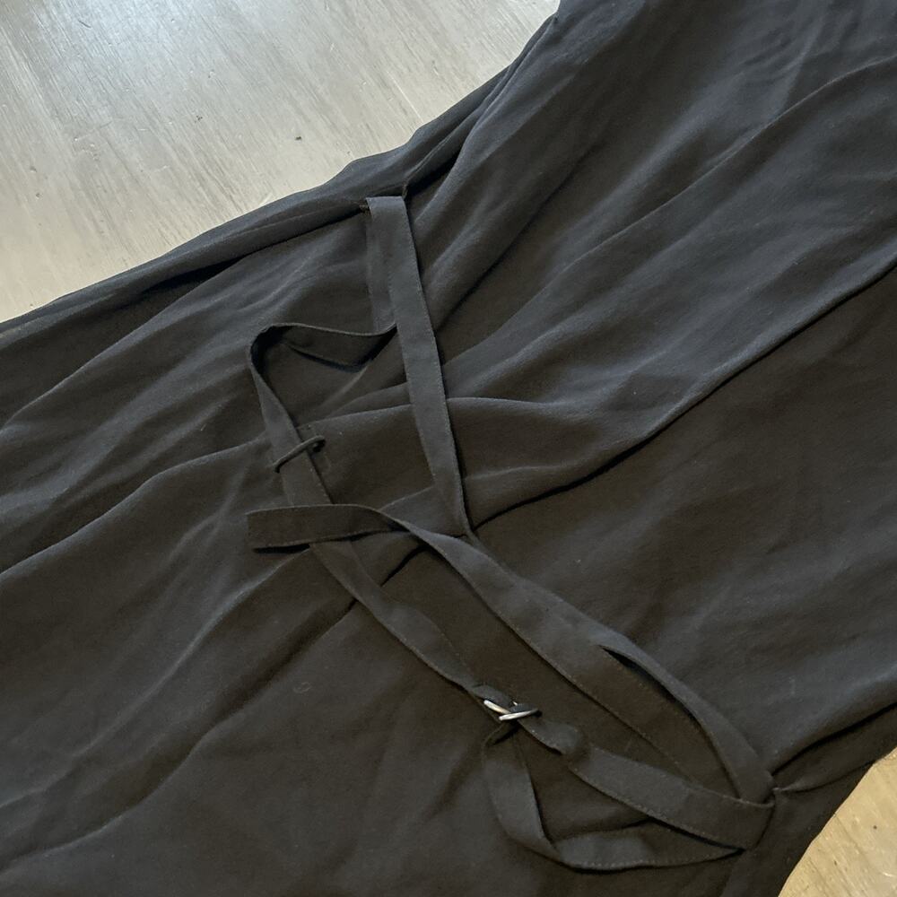 Helmut Lang Black Button Front Roll Tab Sleeve Shirt Dress XS Silk Quiet Luxury - Picture 10 of 11
